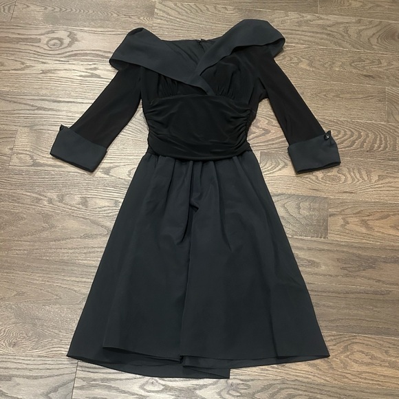 Eliza J Dresses & Skirts - Eliza J Black Portrait Collar Fit & Flare Midi Dress NWT Size 4